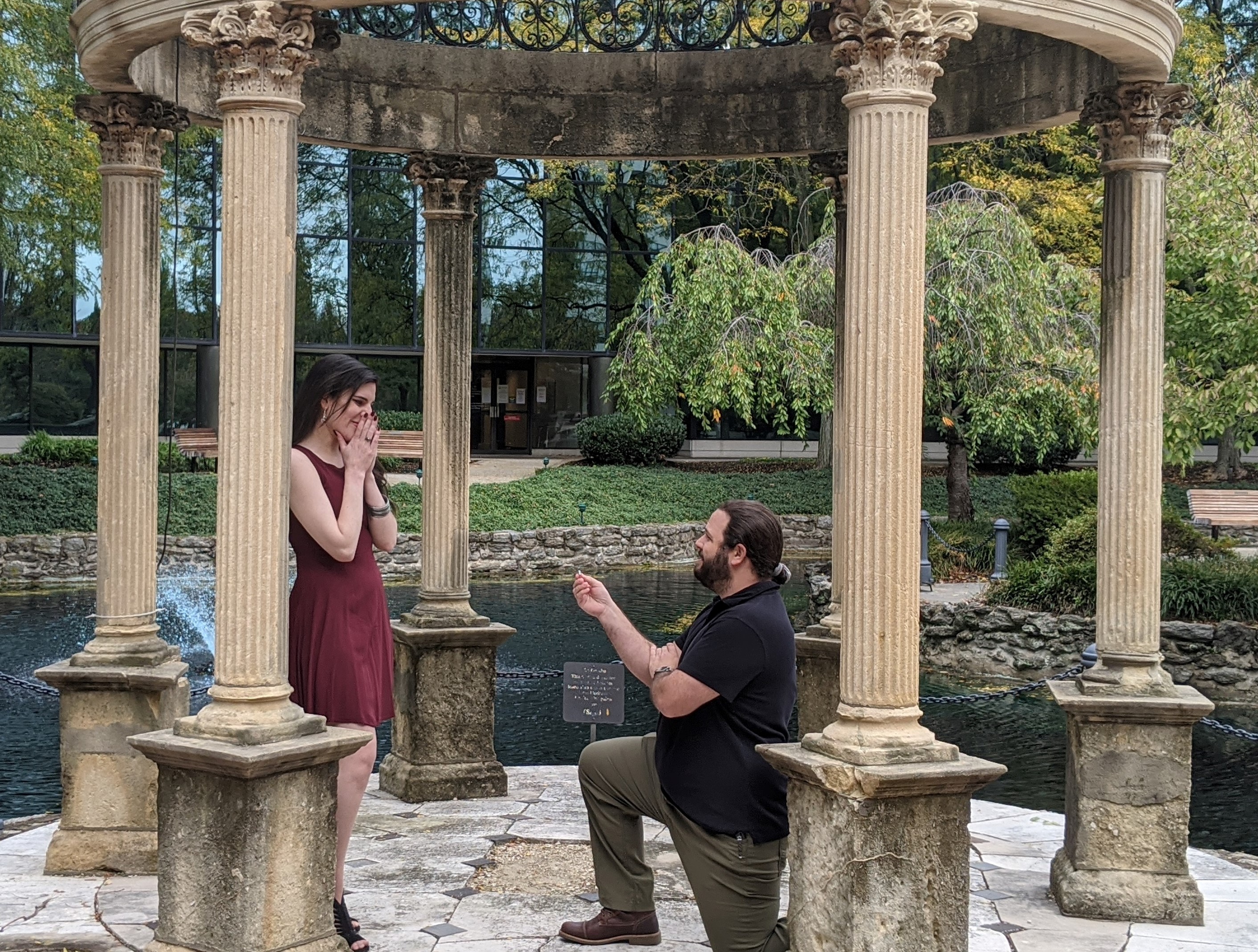 Ashley Joyce proposal in Salus gazebo