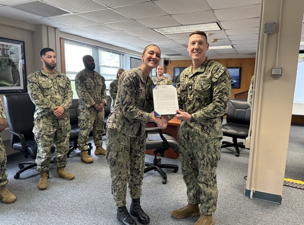 Casey Evans receiving military award