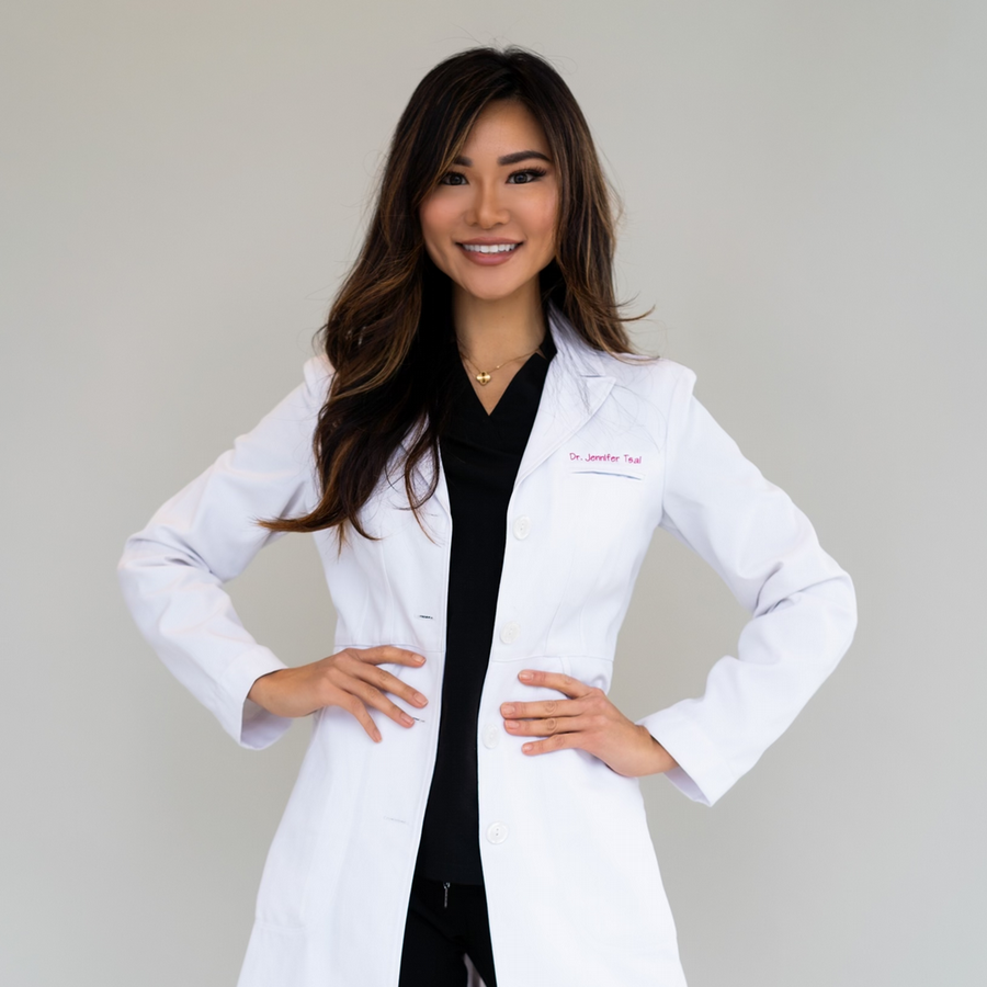 Jennifer Tsai in her white coat