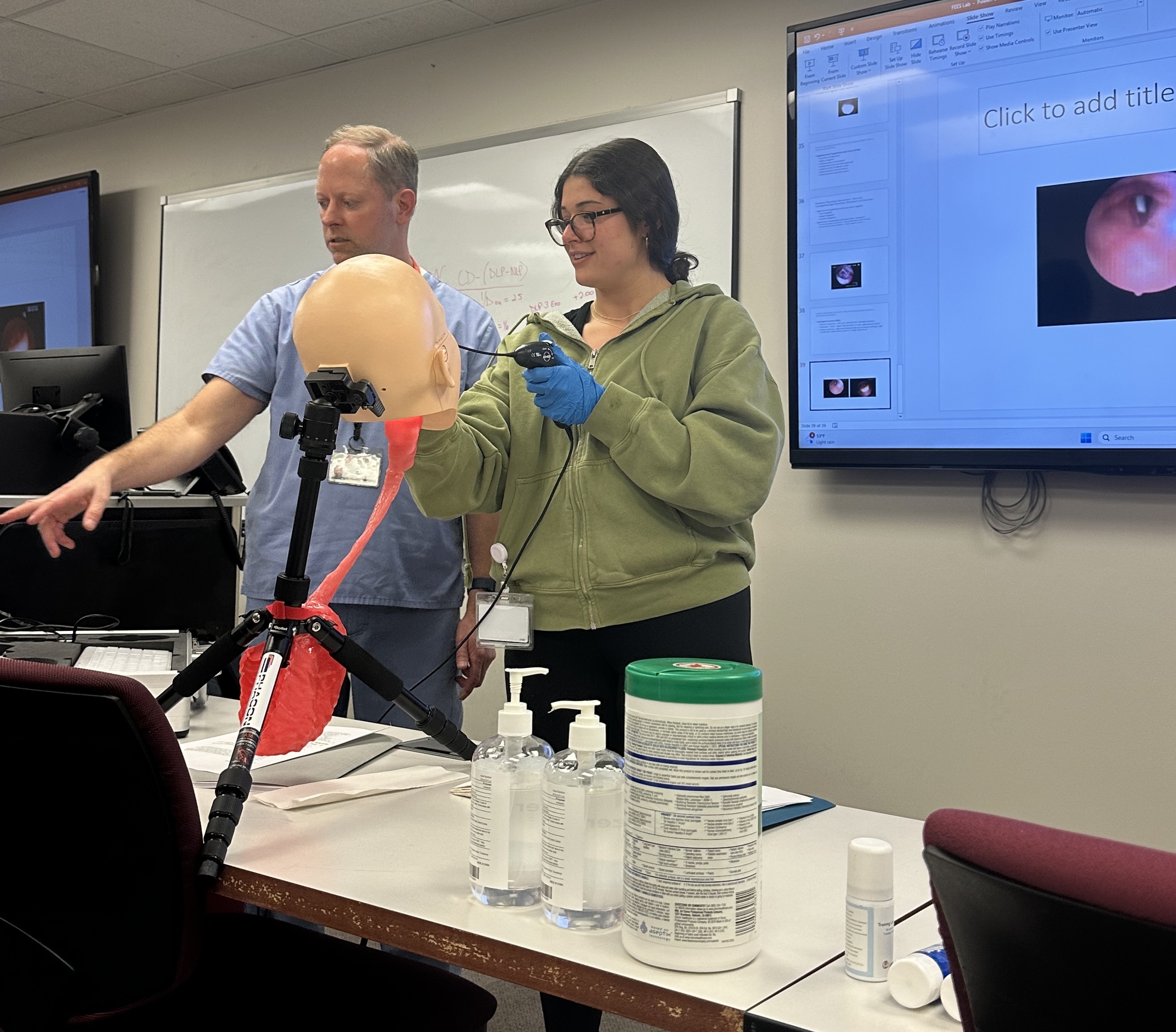 Jenna working in the dysphagia lab