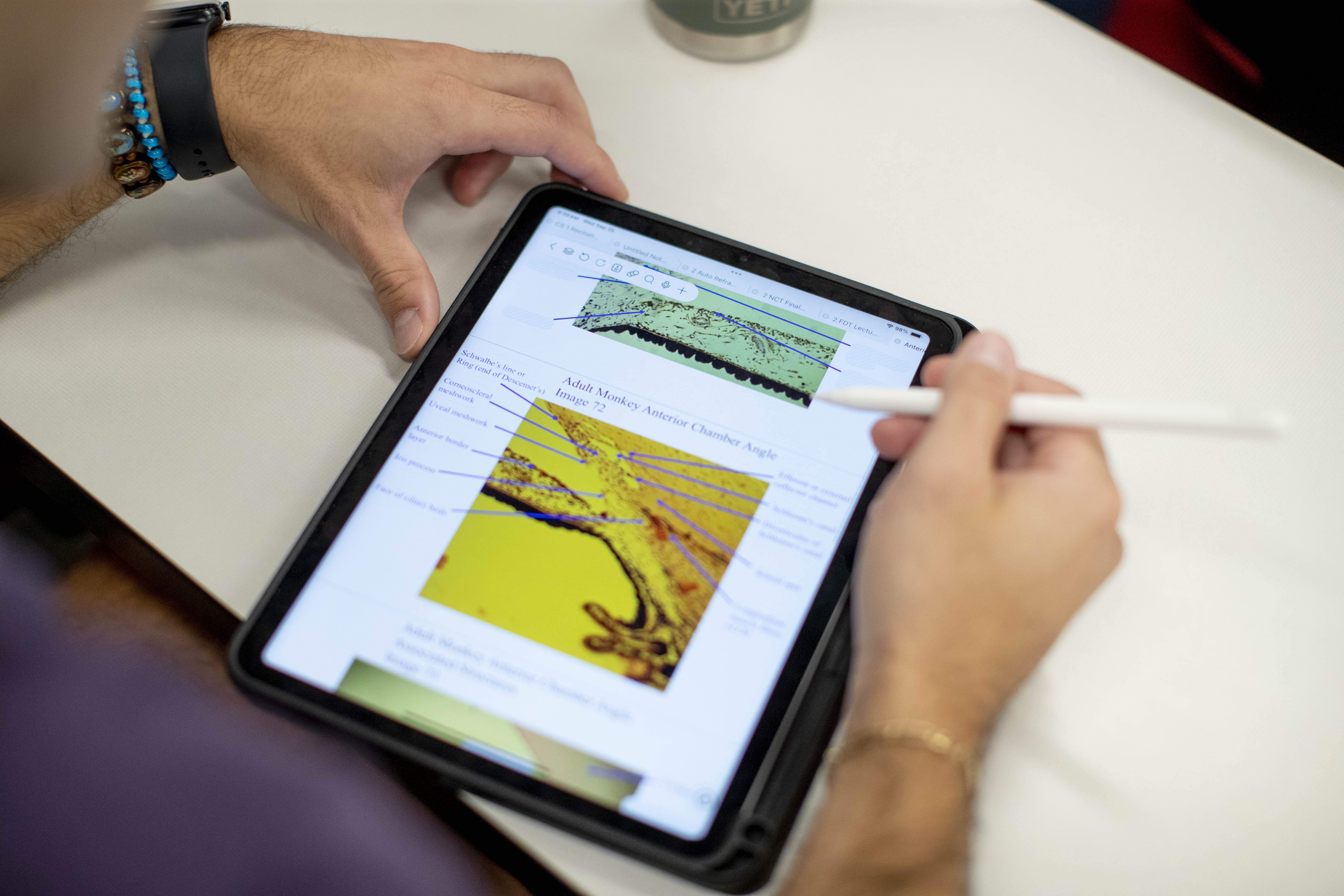 Student working on a tablet