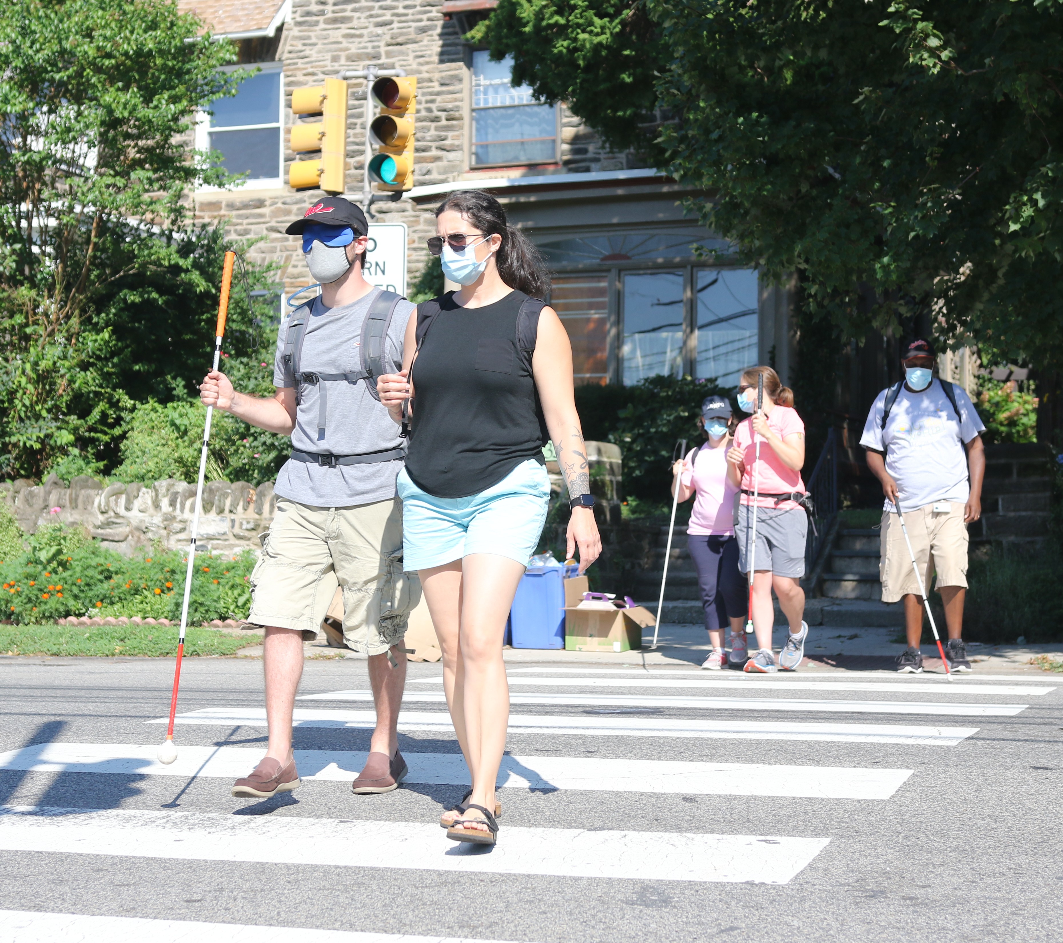 O&M students crossing the street
