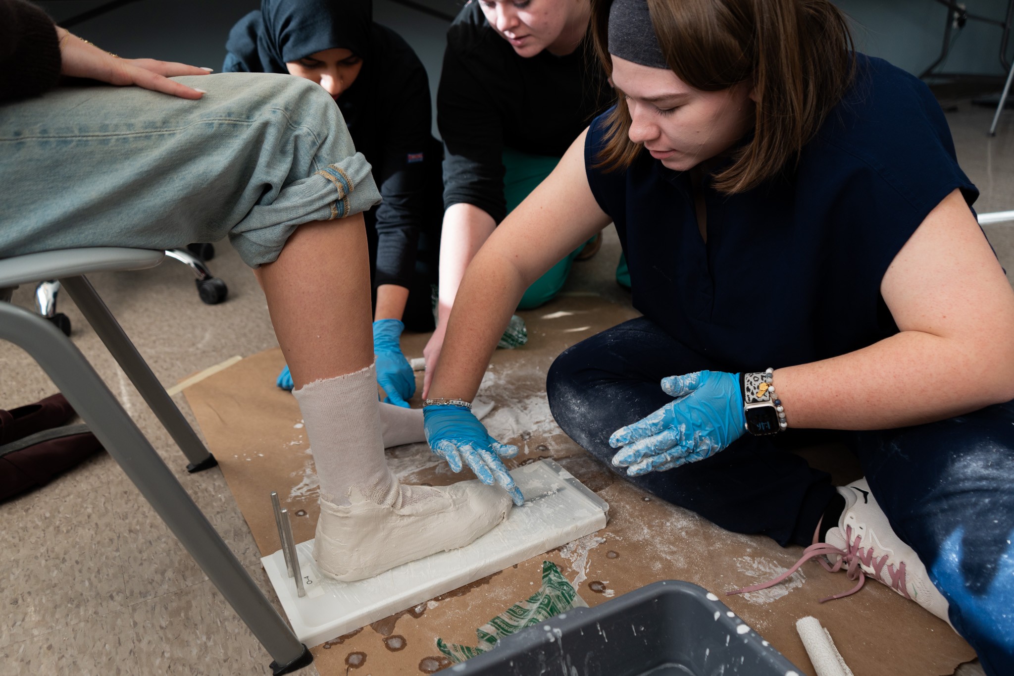 O&P student making a plaster cast in lab pic3