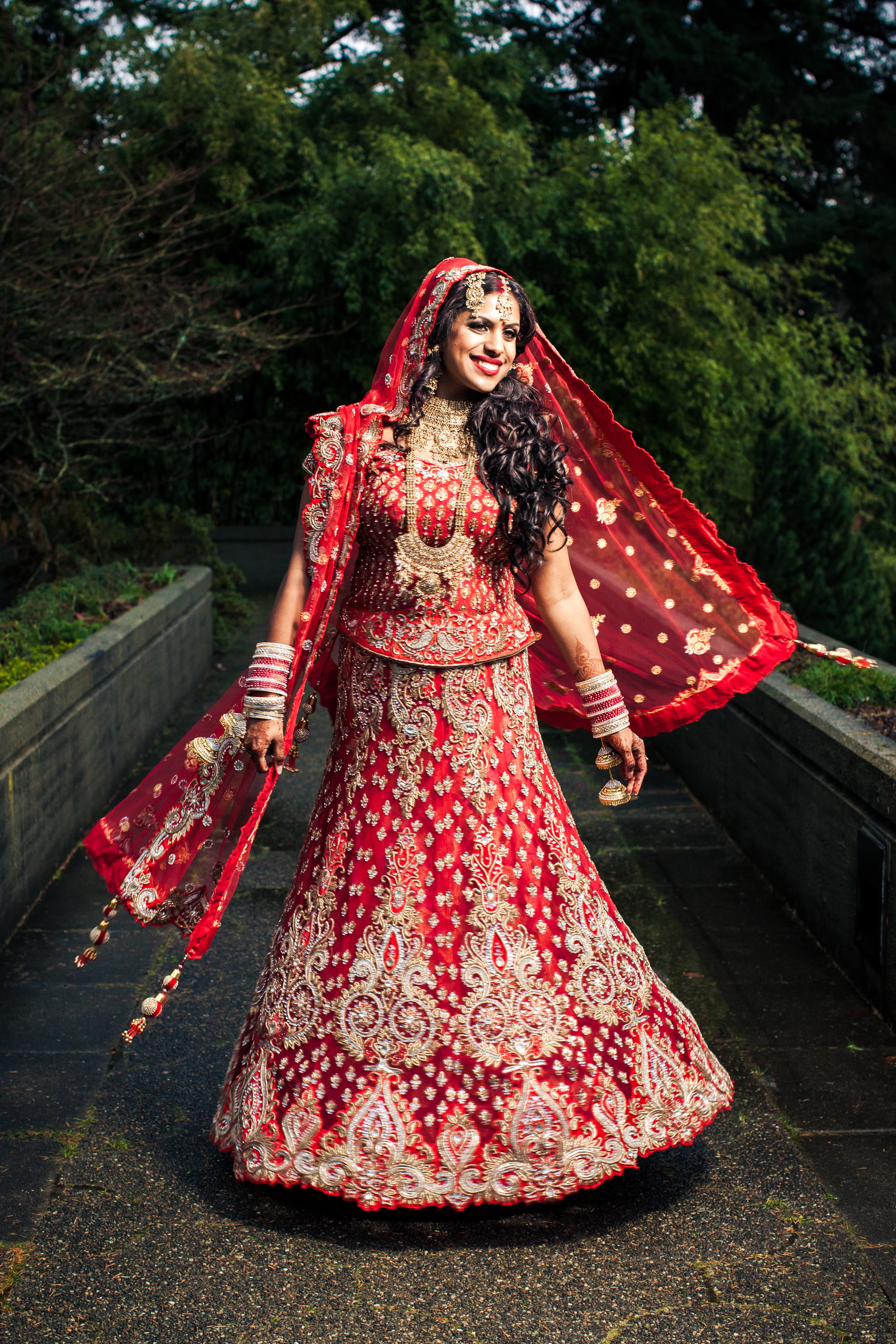 Riya's in traditional Indian wedding dress