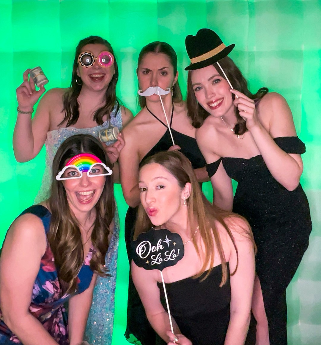 Five women in the photo booth at the Soiree