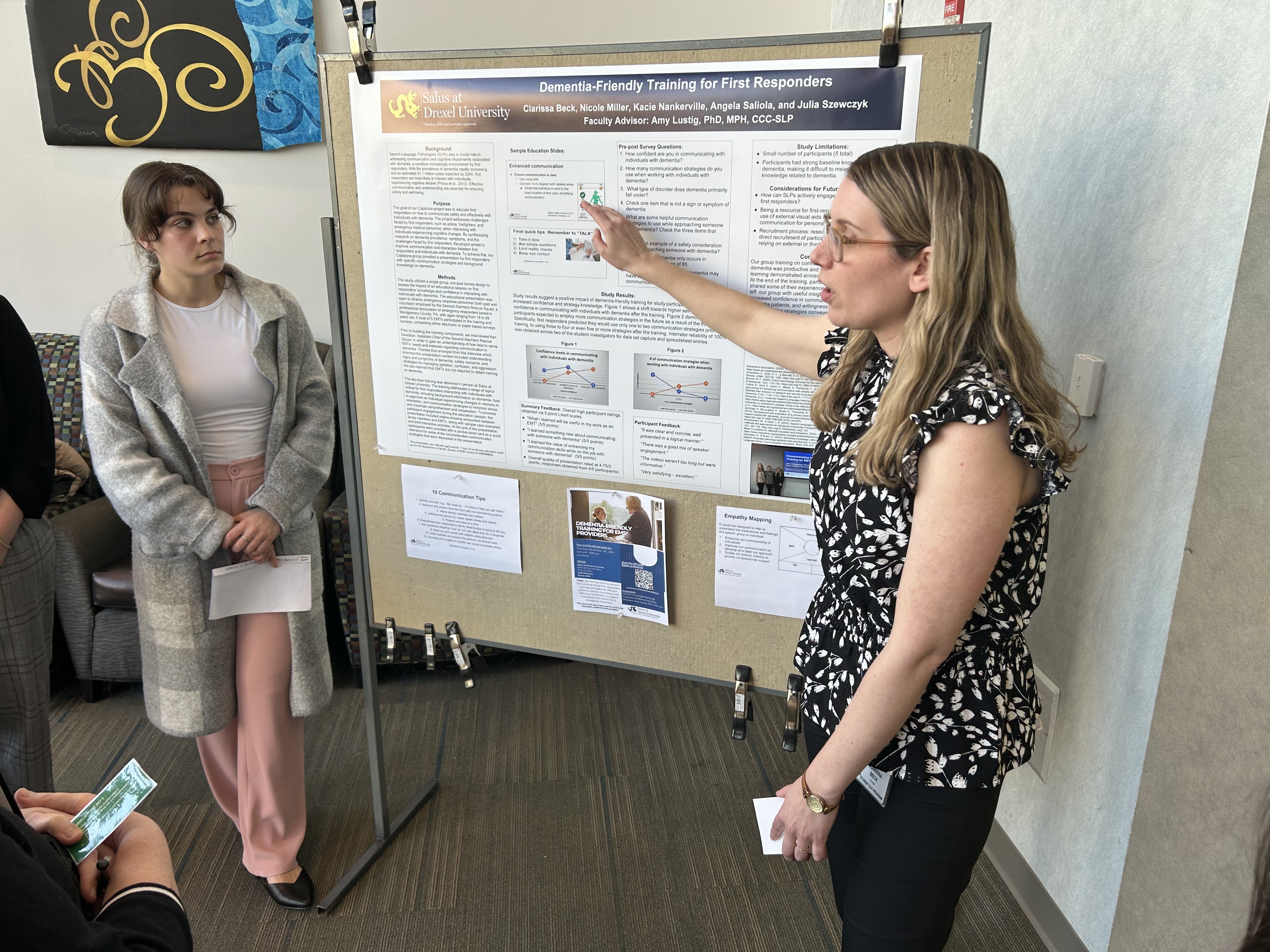 Student explaining Capstone project