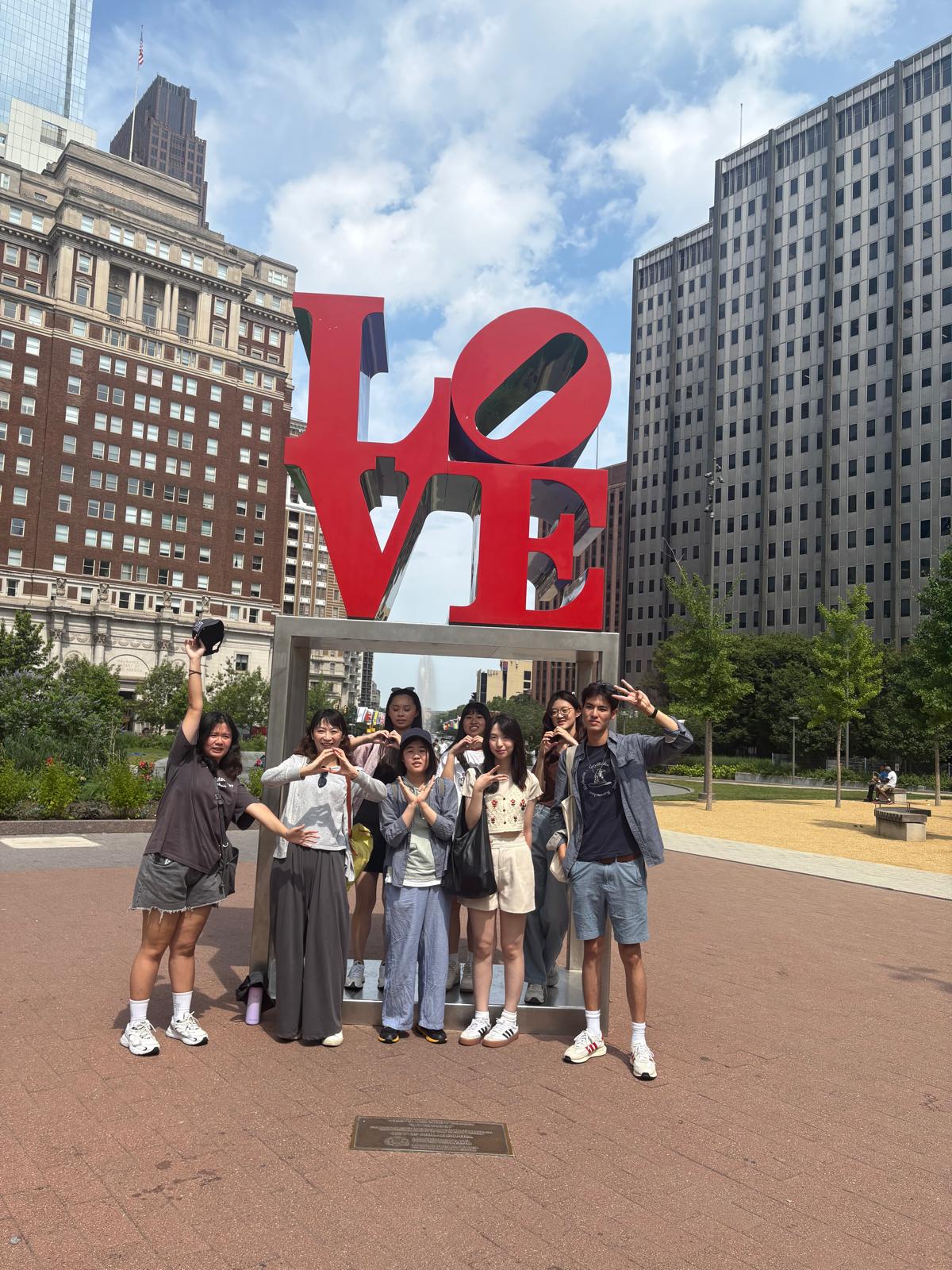 CSMU students at the Love statue in Philly