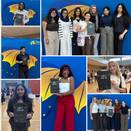 collage of students holding first day of school signs