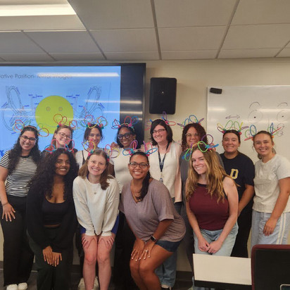 audiology students wearing vestibular headbands