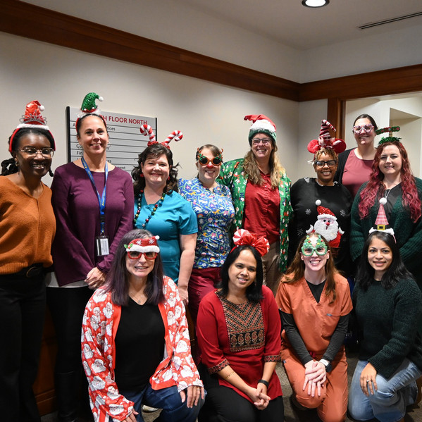 group holiday photo of audiology faculty