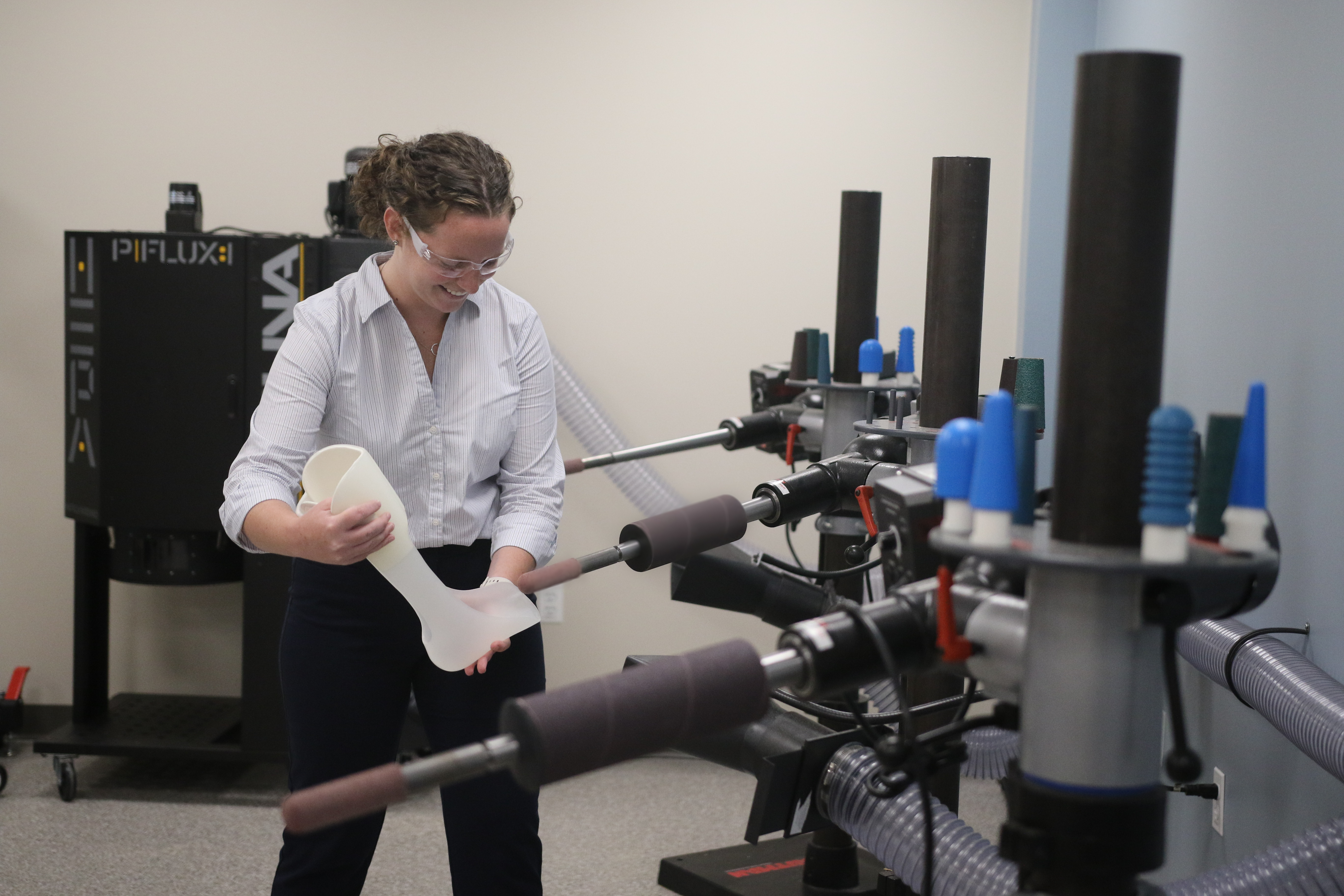 O&P student sanding orthotic