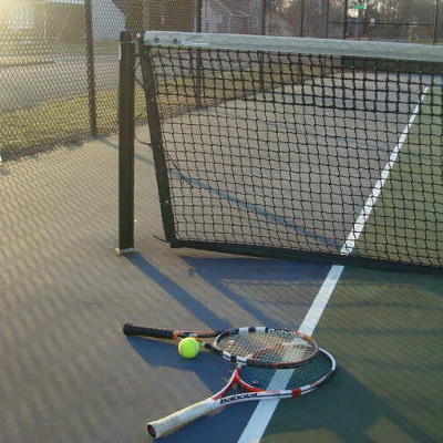 tennis rackets on court