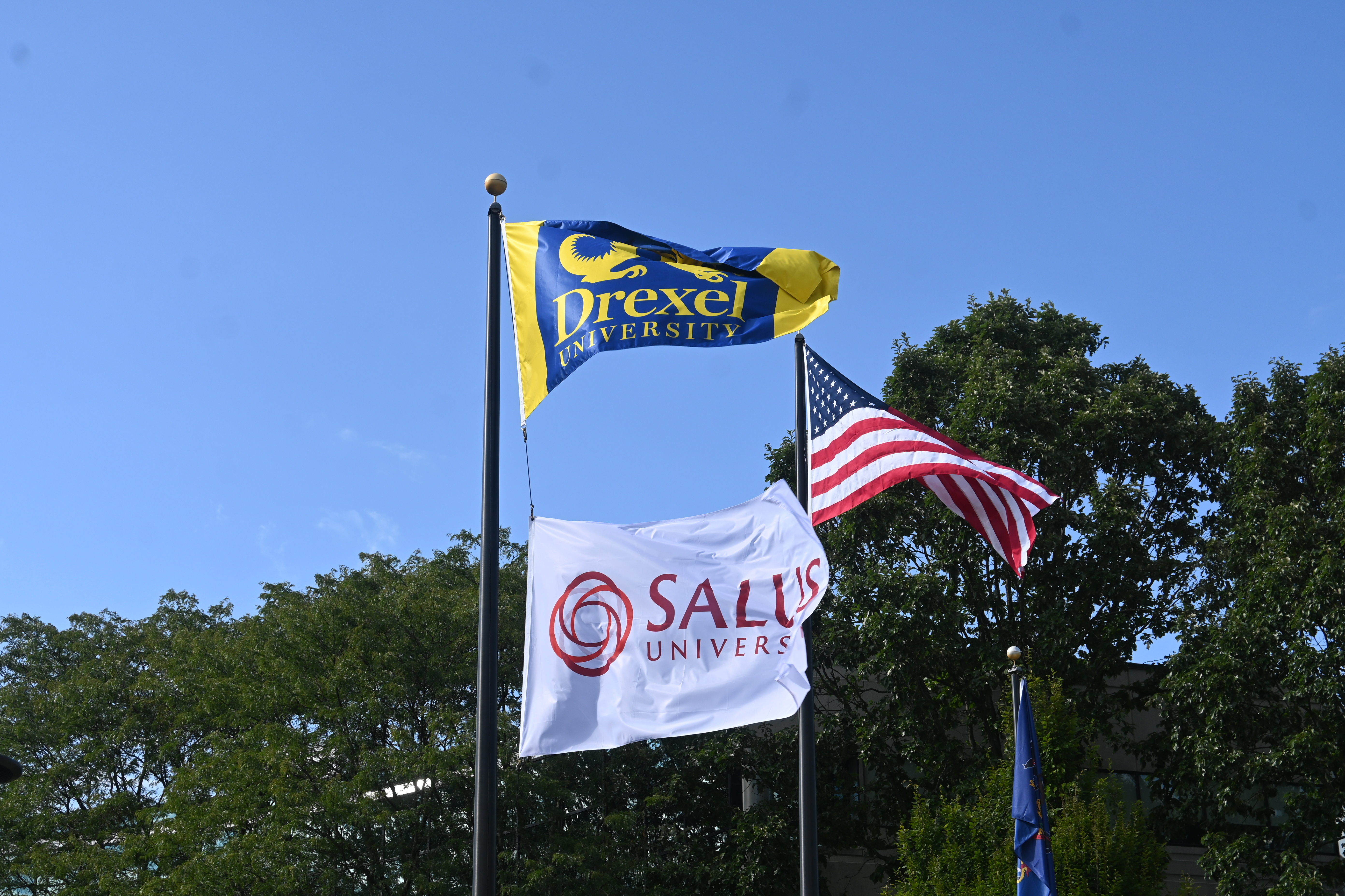 Drexel, Salus, and American flags