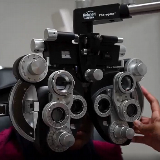 child getting eye exam