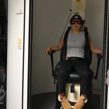 audiology student in vestibular chair