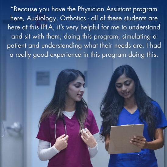 photo of students in scrubs with quote about IPLA