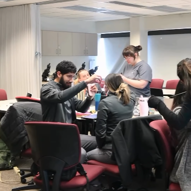 students in optometry lab