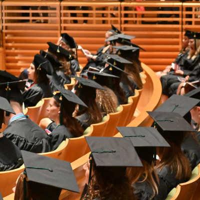 students wearing grad caps