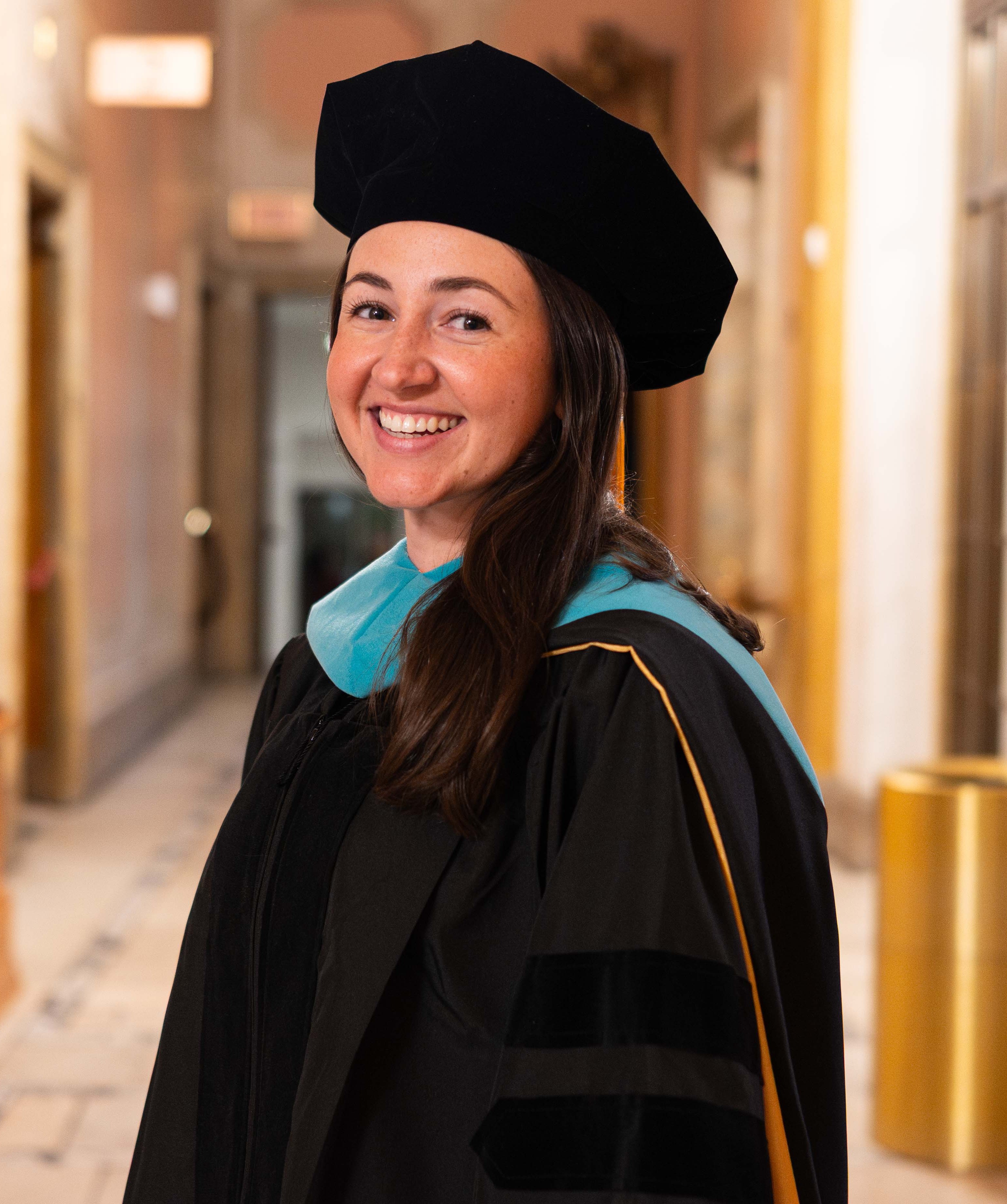 Anna German standing in the Academy of Music hallway