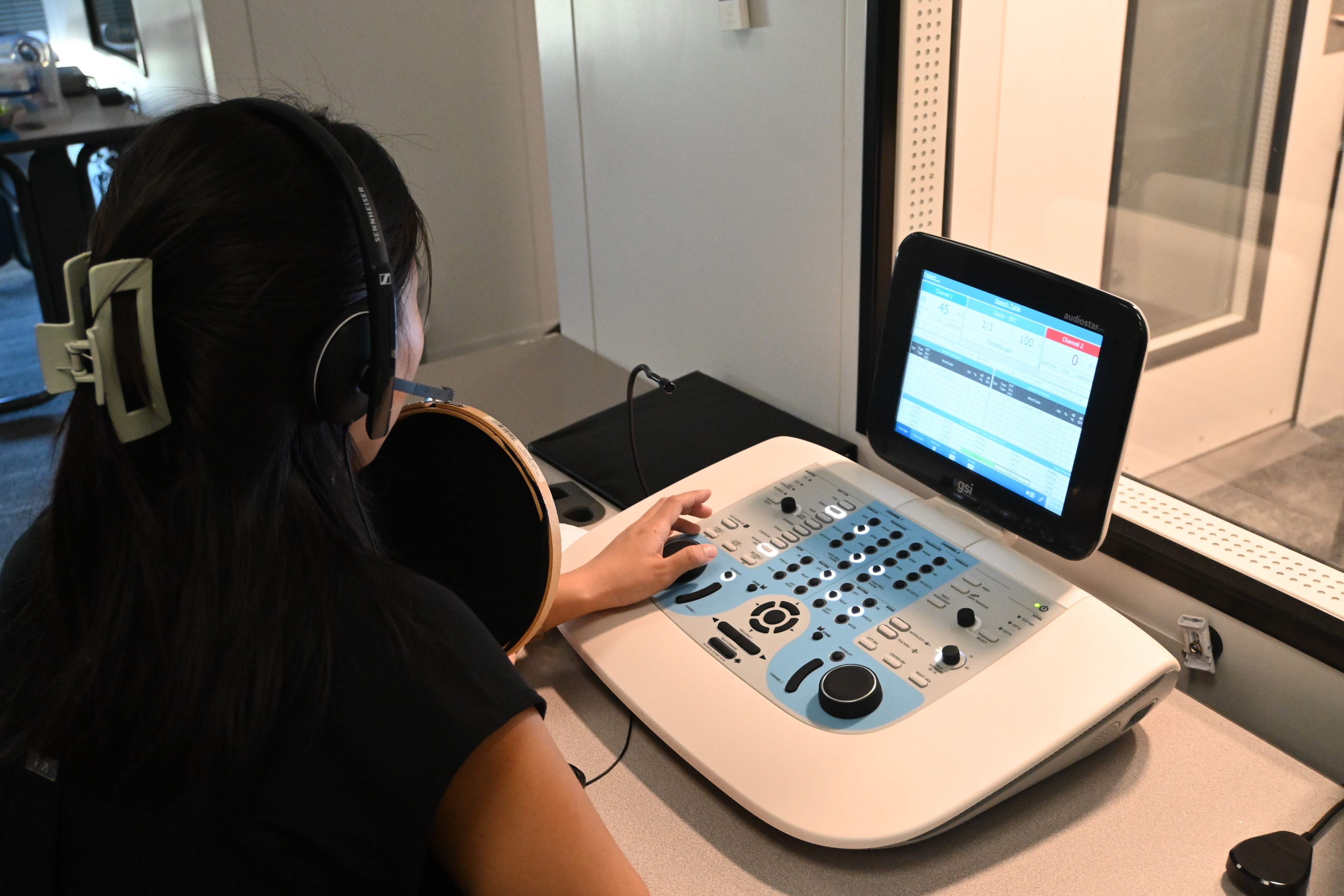 AUD student using new lab quipmentpic1