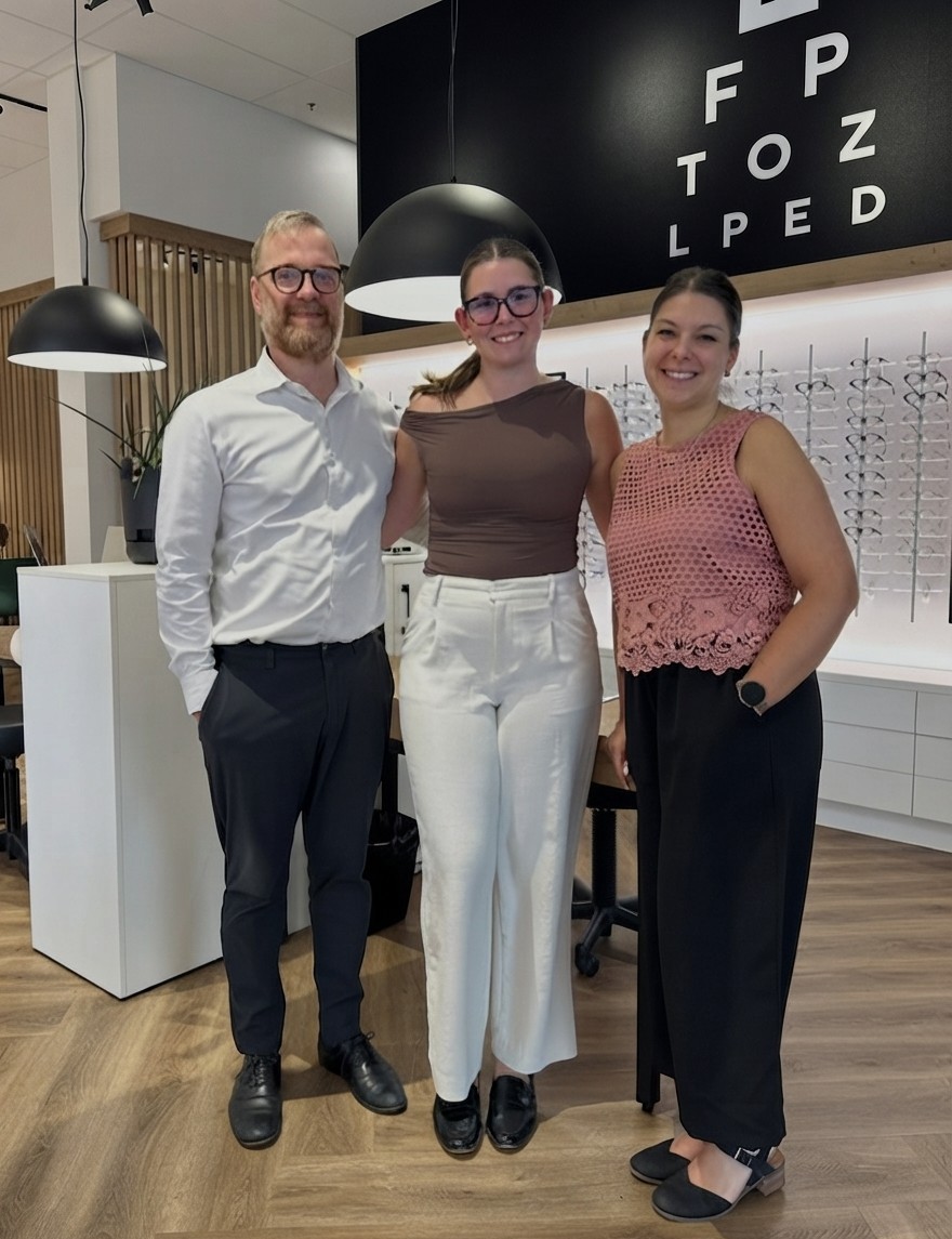 optometry student and optometrists at optical center