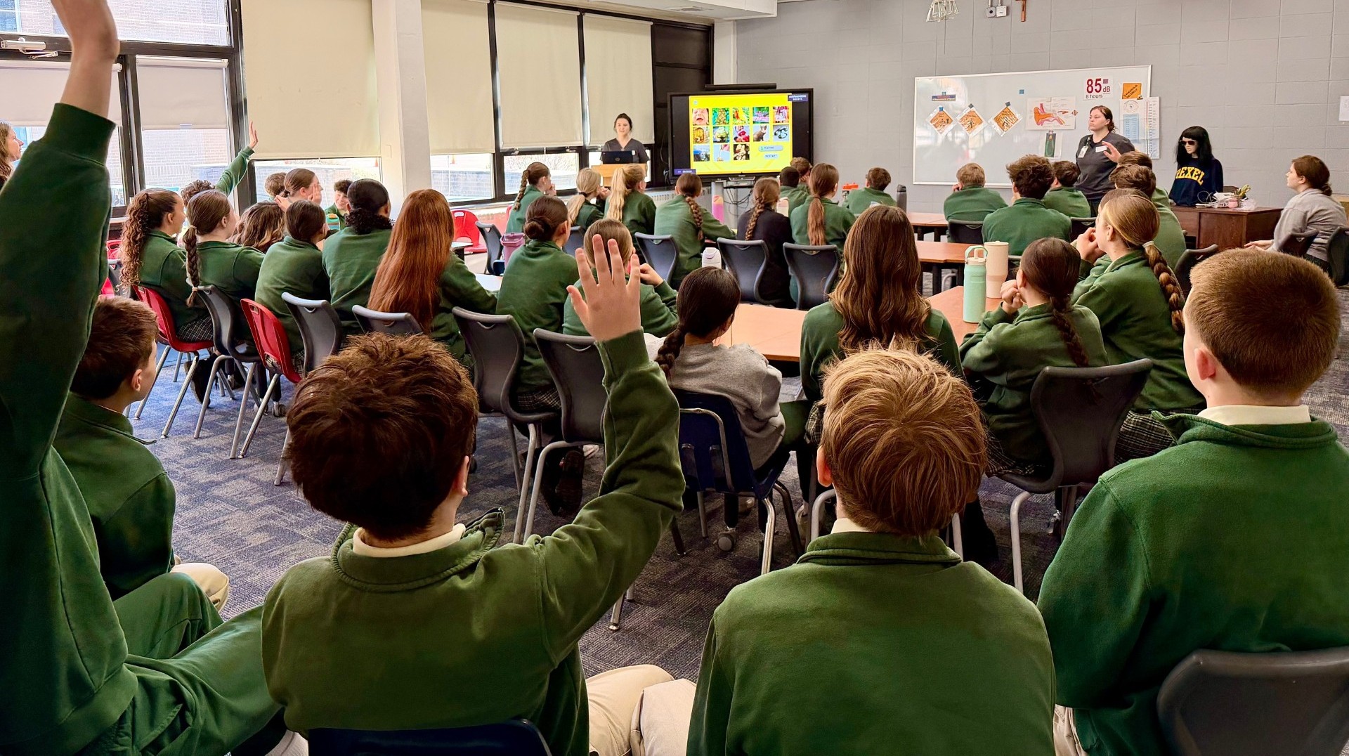 Elementary classroom scene of Dangerous Decibels