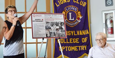 Dr. O speaking at Dr. Kaplan's retirement party