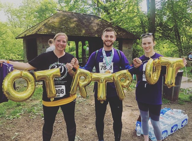 Anna Grasso and OT students at the run