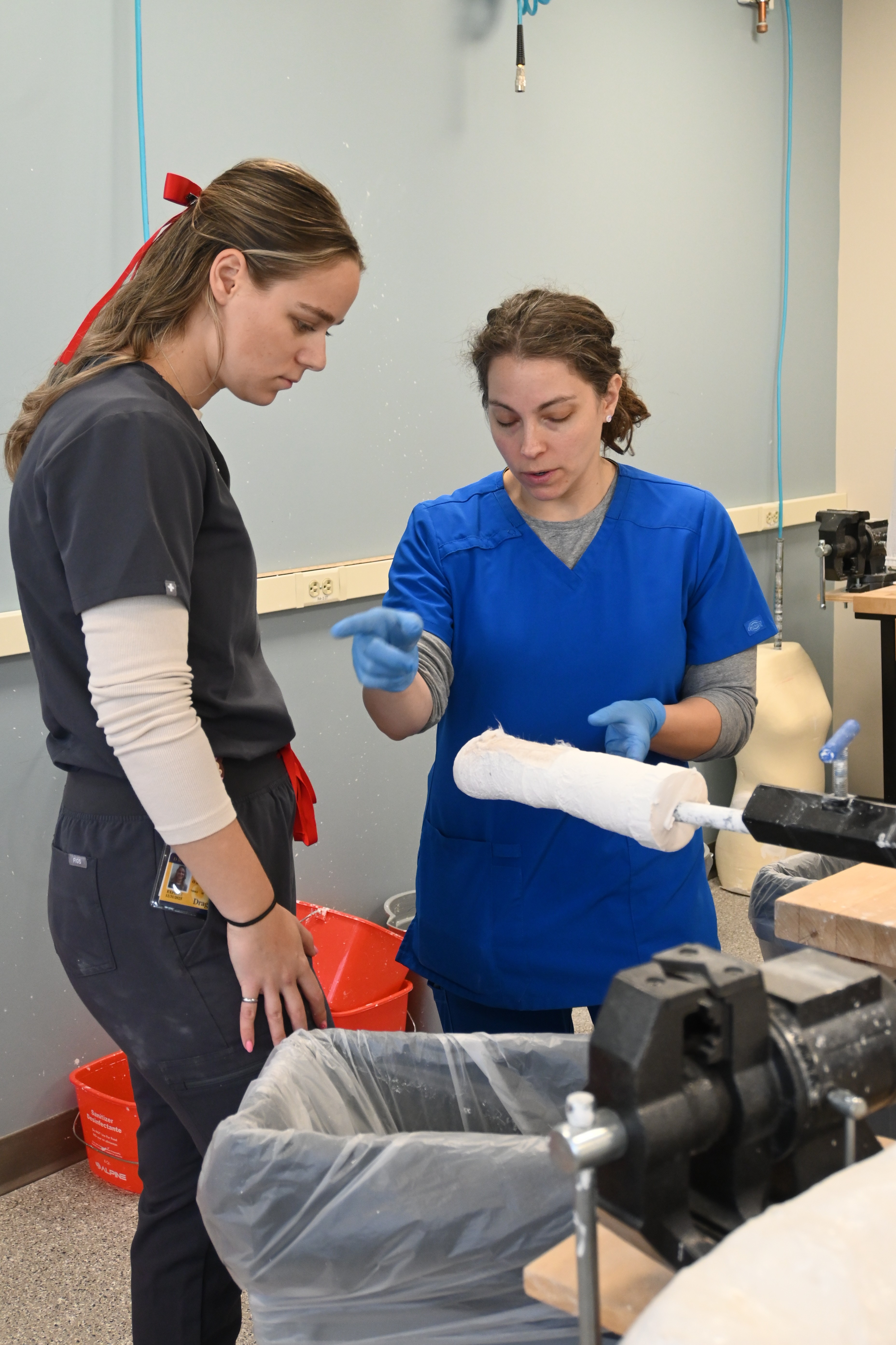 O&P lab with student Leah Abraham and instructor Virginia Muthard pic2