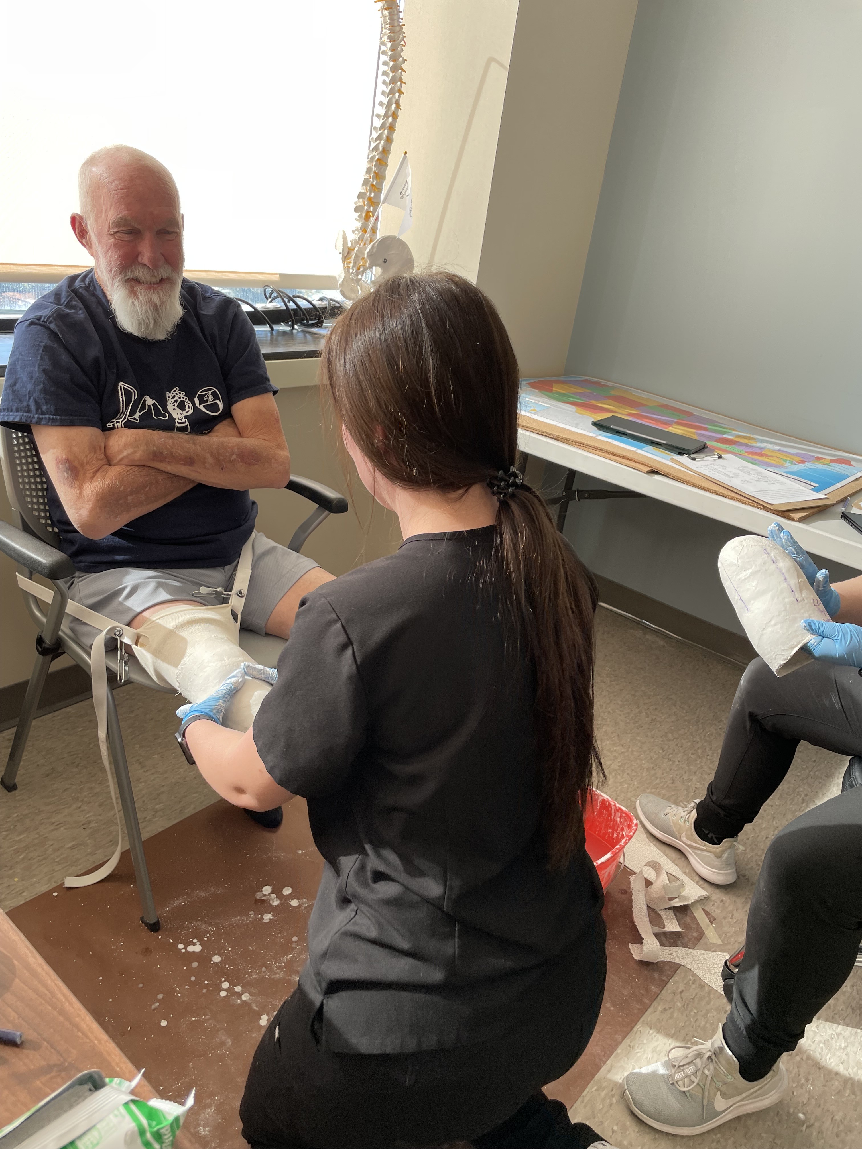 Student with patient model in O&P lab pic3