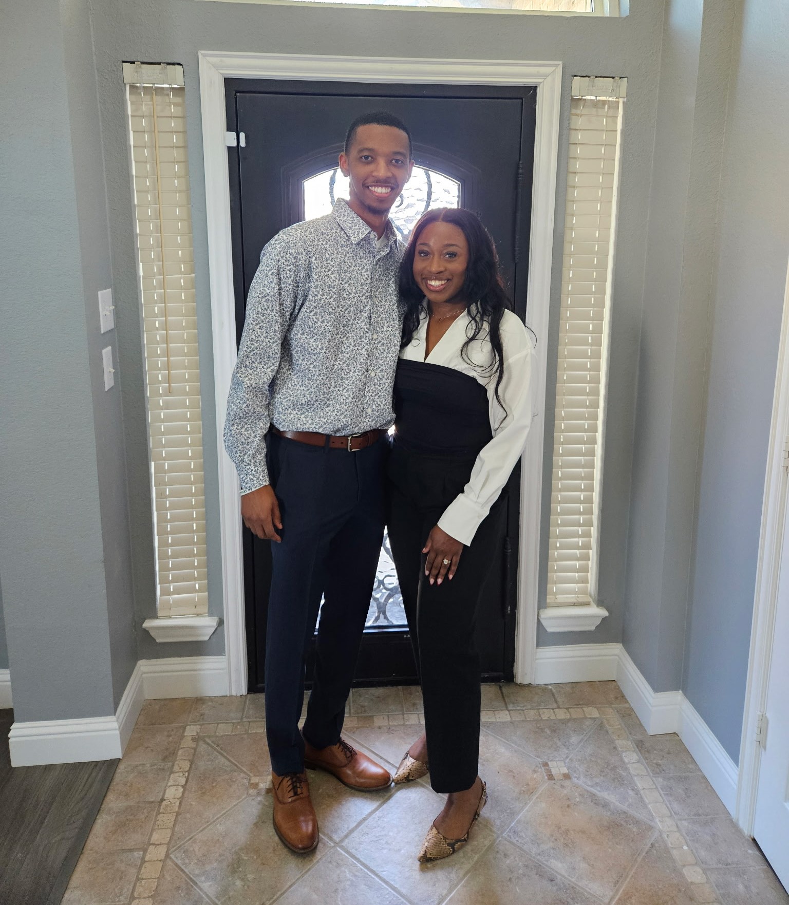 Maya and Kendrick at home at the front door pic3