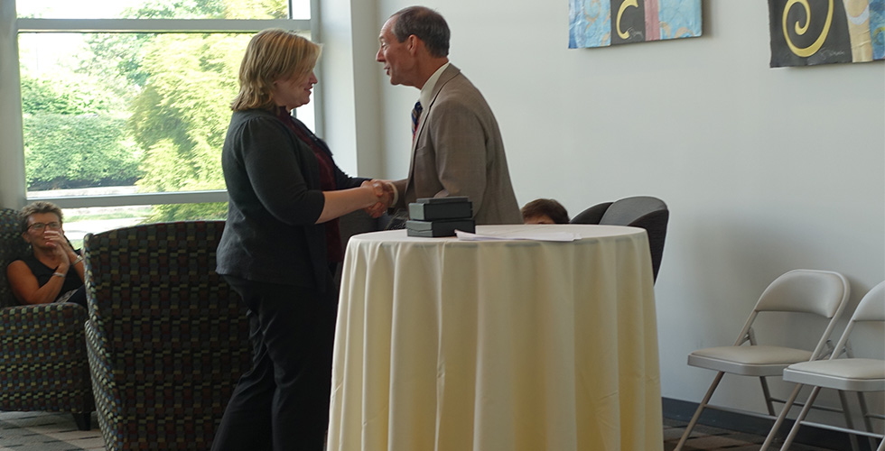 Melissa at faculty social with MHM