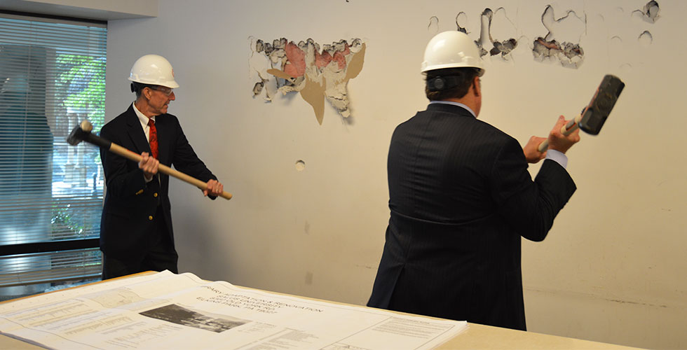 Dr. Mittelman with sledgehammer