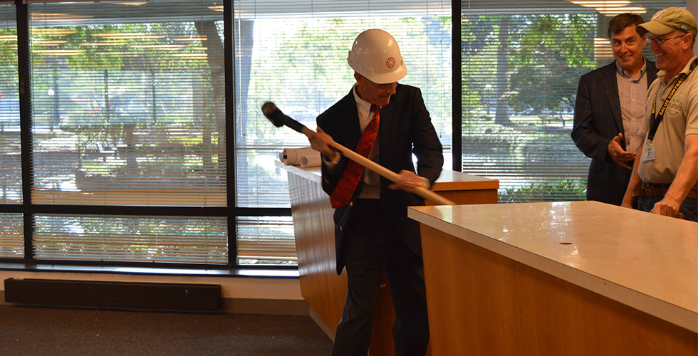 Dr. Mittelman with sledgehammer