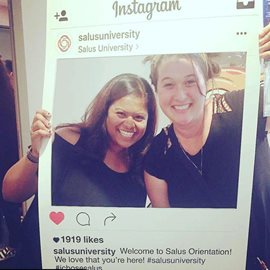students taking a photo at orientation