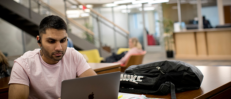 Student studying in the LRC