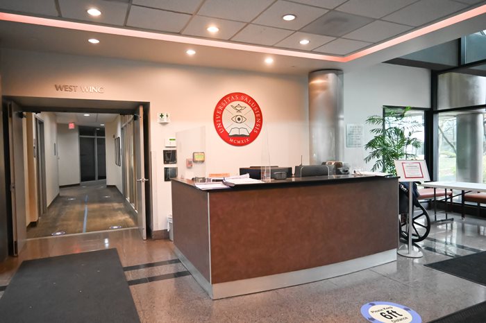 security desk in the main lobby at Salus