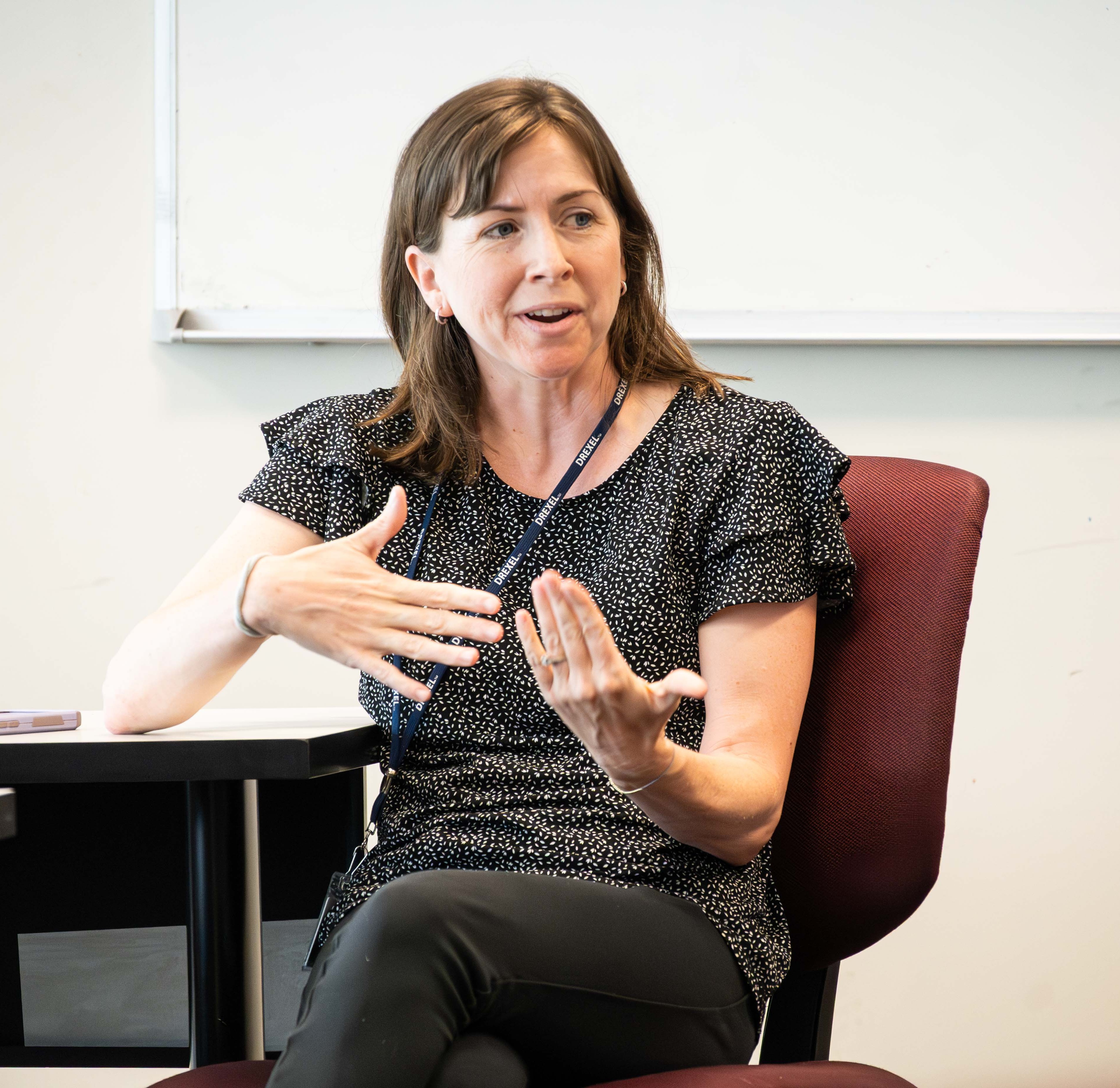 Instructor Emily Jett in class