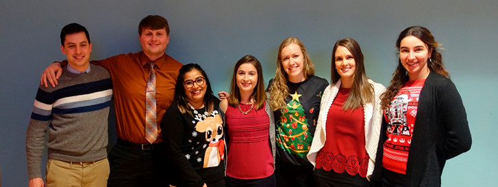 group photo at holiday party