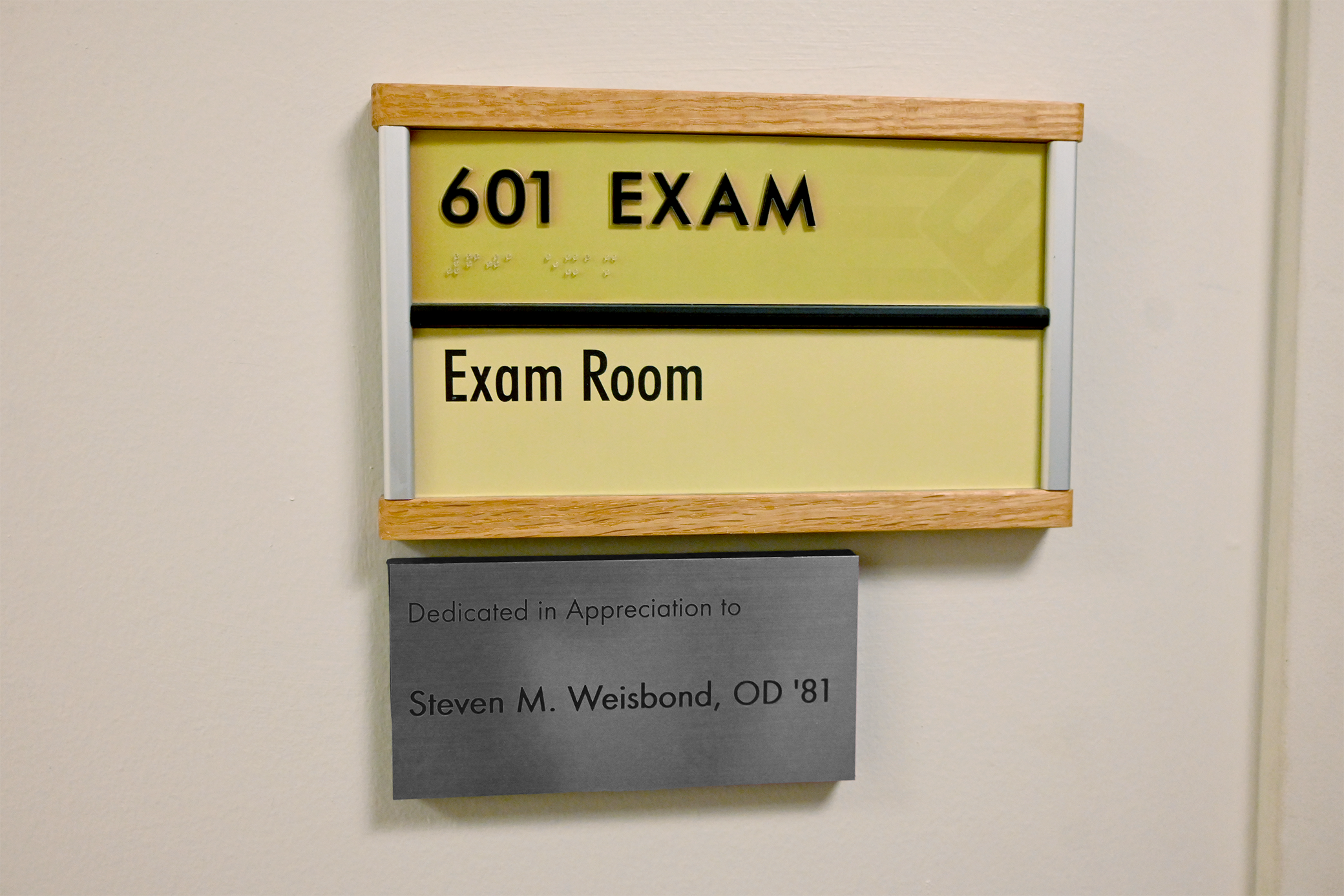 Plaque outside Wesibond exam room pic