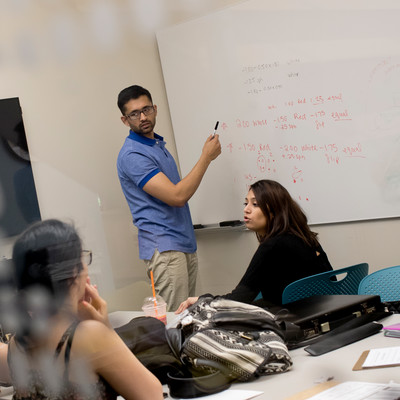 students studying in conference room