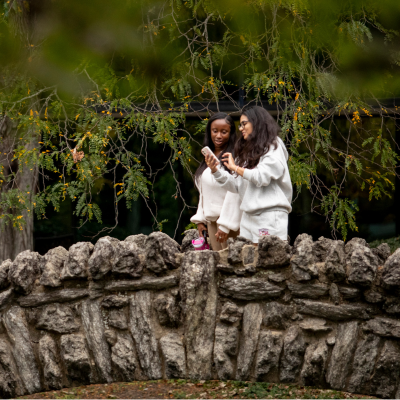 students standing on bridge