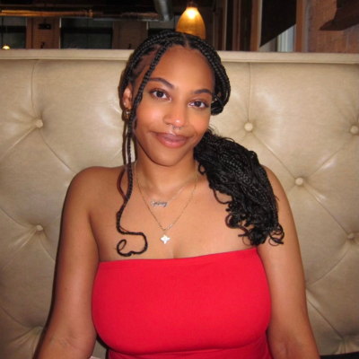 Cydney wearing red shirt