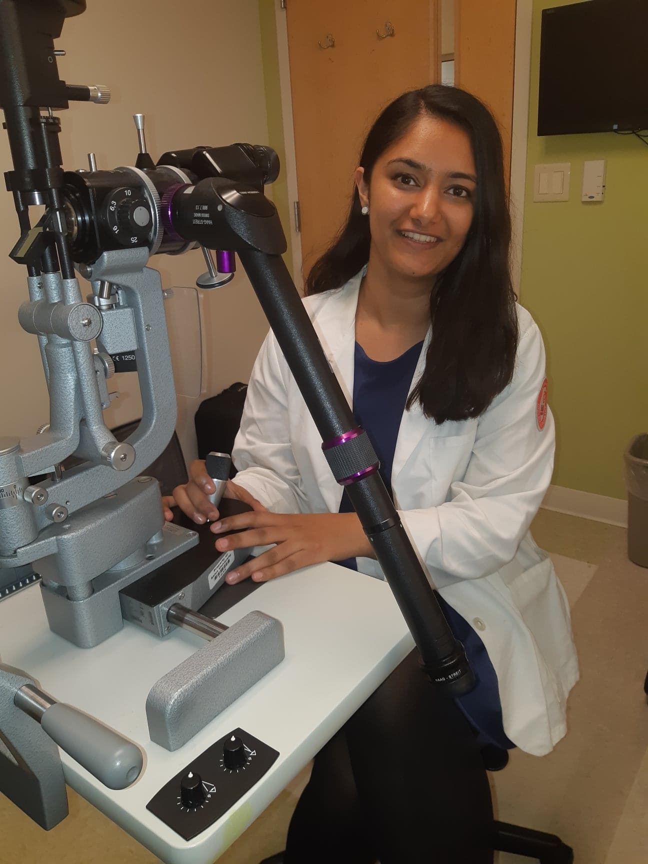 Fiza in an optometry exam room