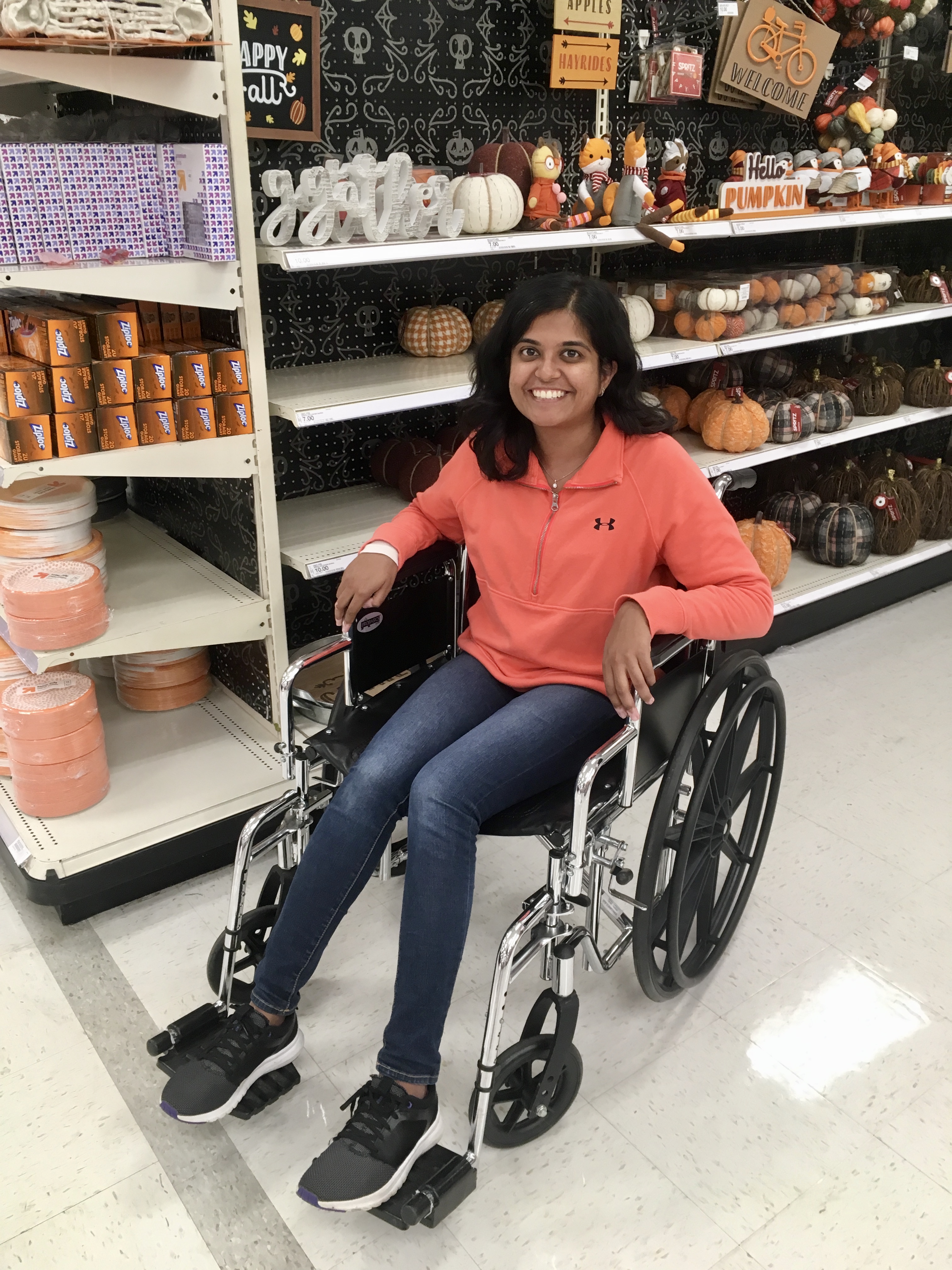 Mauli in a wheelchair