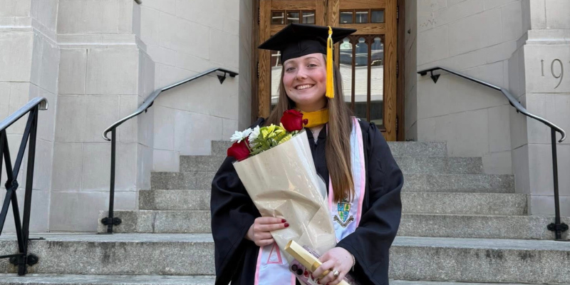 Emma wearing her cap and gown