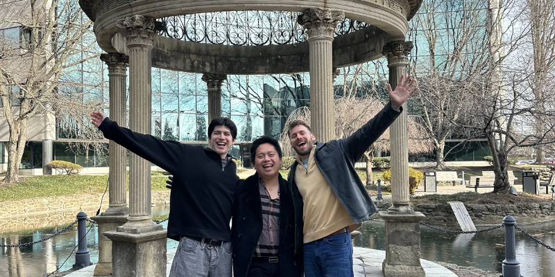 Joshua and friends in gazebo