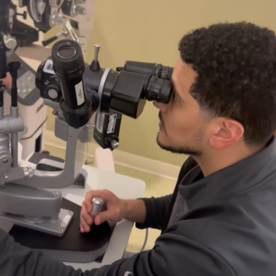 OD using equipment in exam room