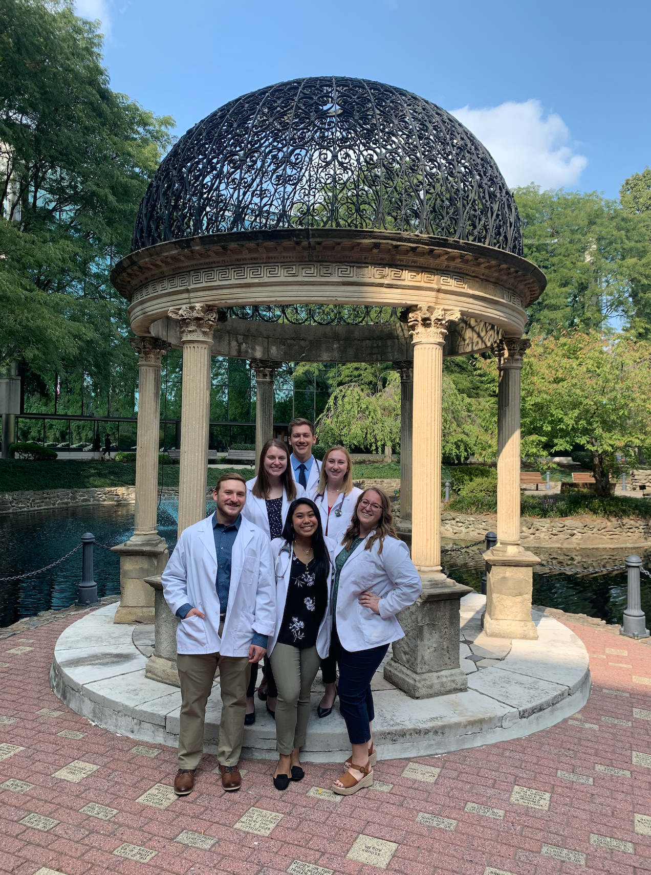 Lauren and friends by the gazebo at Salus