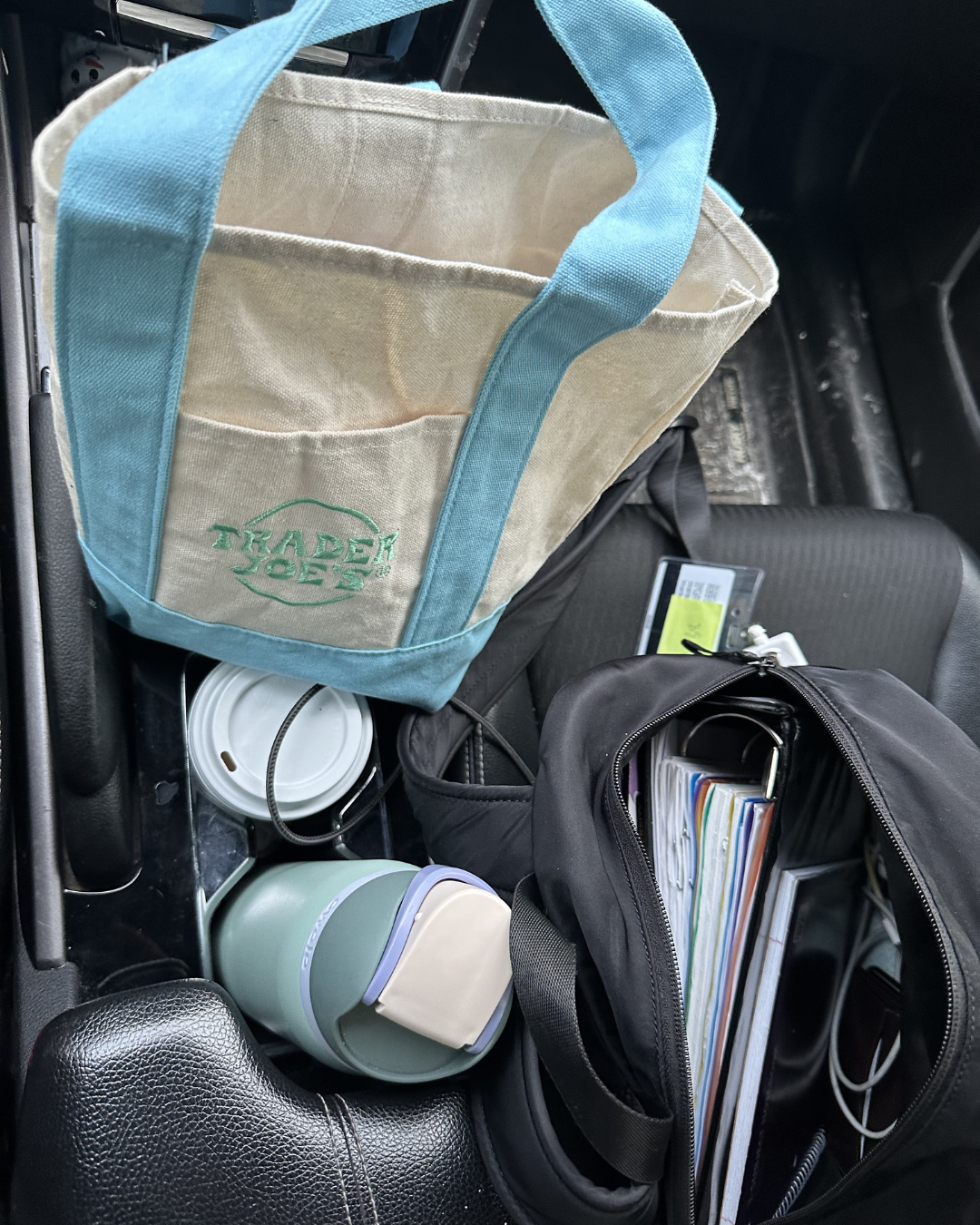 tote bag in car